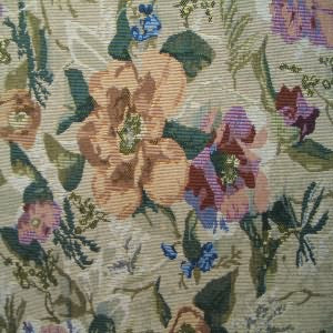 54" Upholstery Tapestry Floral Peach with Green Leaves