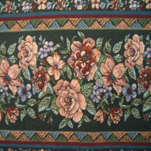 54" Upholstery Tapestry Floral Stripe with Green Background (RR)