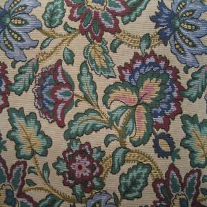 54" Upholstery Tapestry Floral Green, Purple and Burgundy  with Tan Background