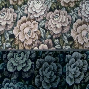 54" Upholstery Tapestry Rose Large with Lt. Dusty Rose with Black Background