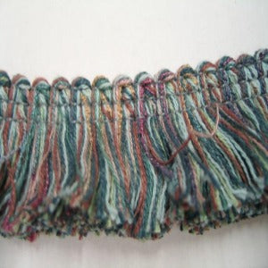 Brushed Fringe 1 1/2" Green, Pink, and Rust