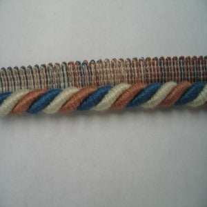 Lip Cord Ivory, Blue, and Dusty Rose