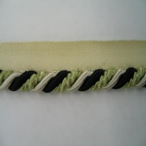 Lip Cord Pestana N.7 Color #7106 Black, Green and Ivory
