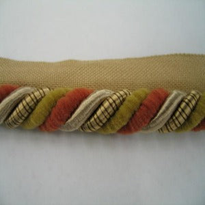 Lip Cord Red Sea Golden, Taupe, and Coral #7909