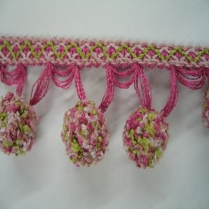 Pom Pom Fringe Pink, Hot Pink and Lime Green<br>This Coordinates with TRIM-507, TRIM-508 and TRIM-513