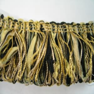 Espumillon Normandia Silk Fringe Color #4752 Black and Gold