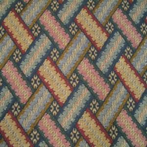54" Woven Pattern Navy, Peach Burgundy  and Gold