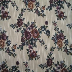 54" Floral Burgundy and Gold with Tan Background