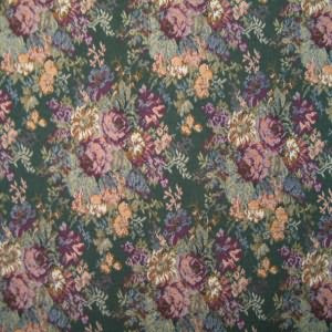 54" Floral Burgundy with Green Background