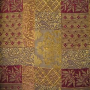 54" Upholstery Chenille Patchwork Burgundy  and Gold