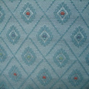 54" Upholstery Diamonds Light Blue with Coral, Green, and Lavender Dots