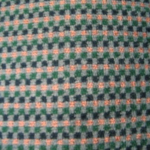54" Upholstery Velvet Small Squares Navy, Peach, and Green