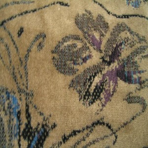 54" Upholstery Velvet Floral Black, Blue, Mauve with Light Brown Background