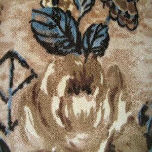 54" Upholstery Velvet Floral Light Blue and Tan with Light Brown Background