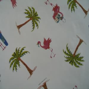 54" Tablecloth Vinyl Fleece Back Pink Flamingo with White Background