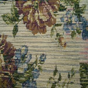 54" Tapestry Floral Blue, Green, and Burgundy  with Cream Background