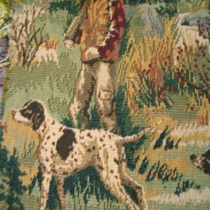 54" Tapestry Hunting Man and Dog Rust and Green