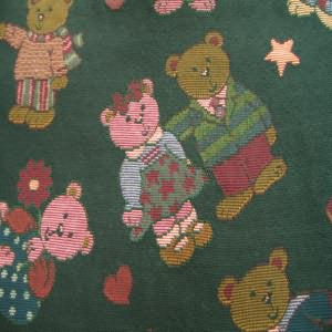 54" Tapestry Bears Pink and Green with Dark Green Background