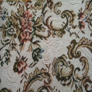 54" Tapestry Floral Bouquet Brown and Rust with Tan Background