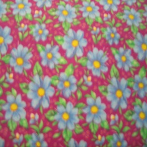 45" Flannel 100% Cotton Floral Blue and Yellow with Plum Background