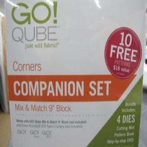 Accuquilt GO Qube 9" Corners Companion Set: Includes 4 Dies, Cutting Mat, Pattern Book and Step-by-Step DVD #55786