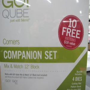 Accuquilt GO Qube 12" Corners Companion Set: Includes 4 Dies, Cutting Mat, Pattern Book and Step-by-Step DVD #55787