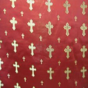 57" Brocade Red with Small Metallic Gold Cross