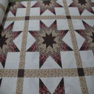 90" Cheater Quilt Top Calico Star Brown