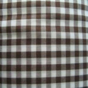 45" Gingham Check 1/4" White and Brown 65% Poly/35%Cotton