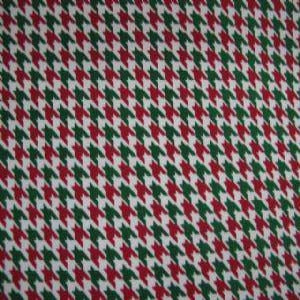 60" Wide Houndstooth Red, Green and White 851 100% Cotton Sold By The Yard