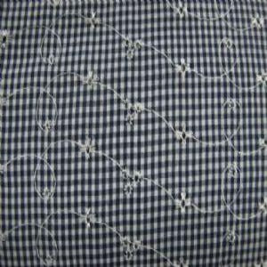 60" Embroidered Gingham 65% Polyester 35% Cotton Navy and White