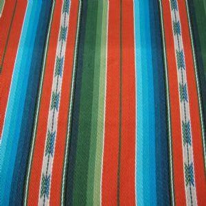 54" Southwest 100% Cotton Stripe Green, Blue and Orange Heavy