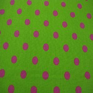 56" Polka Dot 100% Cotton Duck Candy Pink with Green Background