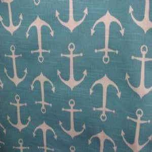 54" Drapery/Bedding/Upholstery 100% Cotton Anchor Coastal Blue Slub