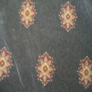 54" Drapery 100% Cotton Medallion Red, Green and Tan with Black Background