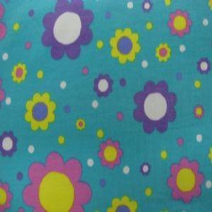 58" Knit 96% Cotton/4% Spandex Floral Multi Turquoise Background