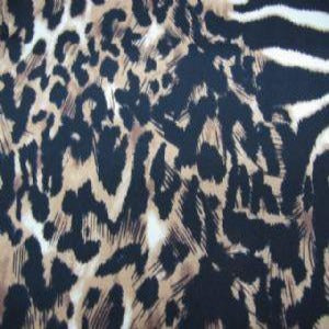 60" Knit 95% Poly/5% Spandex Animal Black and Brown