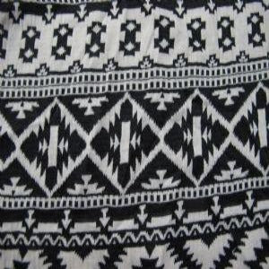 60" Knit 95% Cotton/5% Spandex Textured Southwest Ghost and Black P-3441
