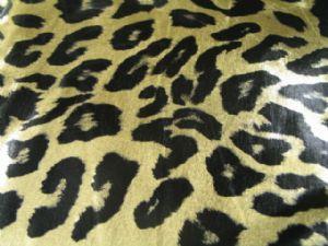60" Liquid Lame&rsquo; 100% Polyester Animal Print Black with Metallic Gold MT0062