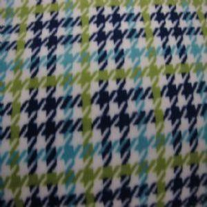 60" Minky 100% Polyester Houndstooth Check Midnight, Kiwi and Teal