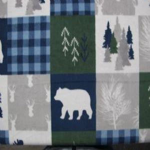 60" Minky Cabin Quilt Navy 100% Polyester