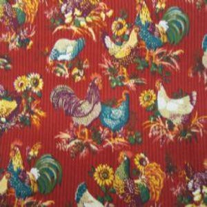 45" American Homestead Too Barn Red Background 100% Cotton