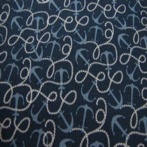 45" By The Sea Anchors and Rope Navy 100% Cotton