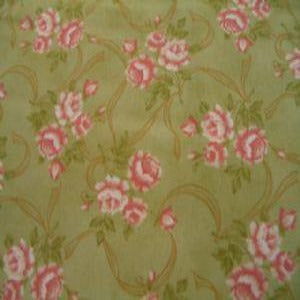 45" Breakfast At Tiffany's 100% Cotton Sage Background with Coral Floral Moda 20142-16