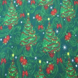 45" Wide Christmas Green Trees 49028