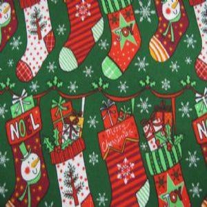 45" Wide Christmas Stockings Green 49043