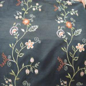 54" Silk Embroidered Floral Lajoia Black