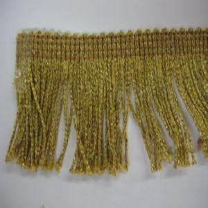 2" Fringe Metallic Gold 65% Rayon 35% PolyesterCold Water Wash/Line Dry
