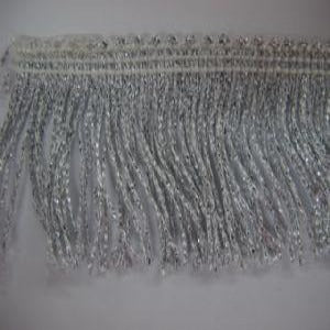 2" Fringe Metallic Silver 65% Rayon 35% PolyesterCold Water Wash/Line Dry